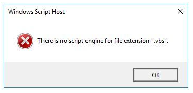 There is no script engine for file extension vbs